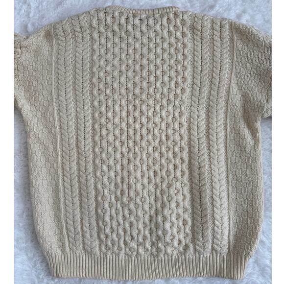Blarney Woollen Mills Irish Aran Cable Knit Sweater 100% Merino Wool cream XL - Picture 10 of 16